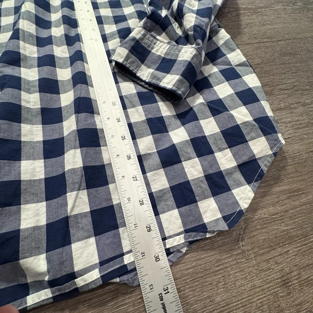 Banana Republic Shirt Mens XL Blue Cotton Camden Fit Gingham Plaid Casual Preppy
